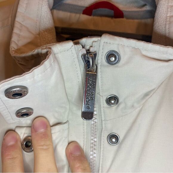 Woolrich Women’s Wool Flannel Lined Full Zip Ecru Beige Utility Cargo Jacket L - Picture 5 of 13